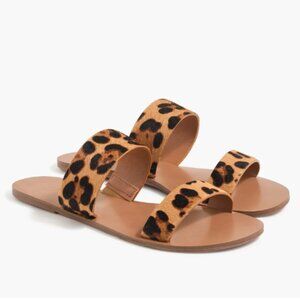 J. Crew Leopard calf hair easy summer slide sandals